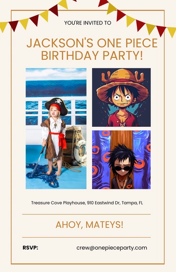 Free Simple One Piece Birthday Poster Template to Edit Online