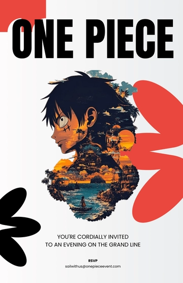 Free Aesthetic One Piece Invitation Poster Template to Edit Online