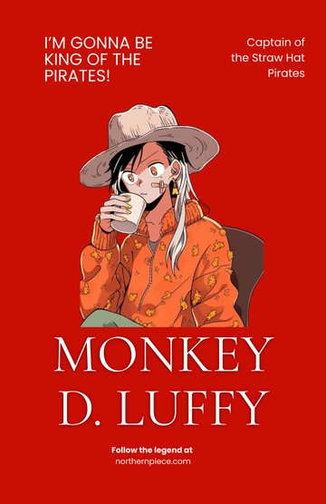 Free Red One Piece Luffy Poster Template to Edit Online