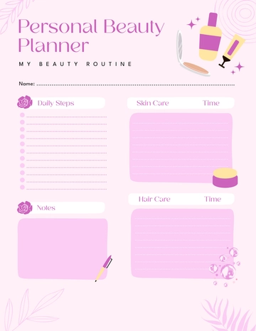Free Pink Personal Beauty Planner Template to Edit Online