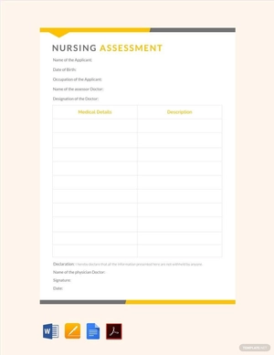 Nursing Assessment Template