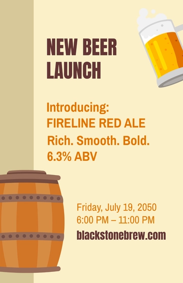 Free Beer Launching Poster Template to Edit Online