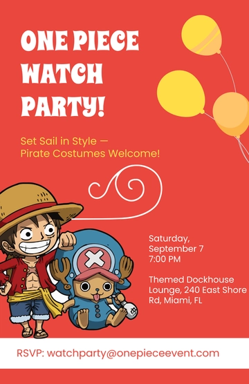 Free One Piece Party Poster Template to Edit Online