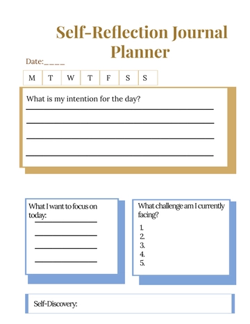 Free Self- Reflection Journal Planner Template to Edit Online