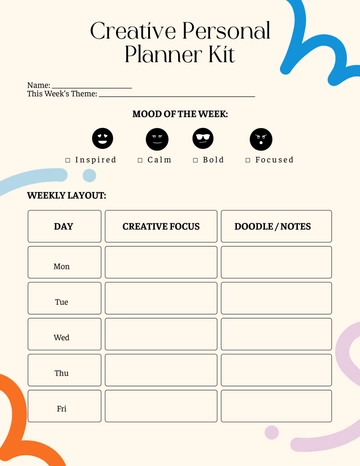 Free Creative Personal Planner Kit Template to Edit Online
