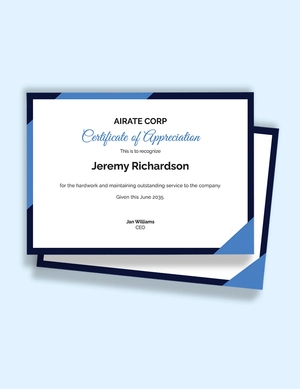 Thank You For Your Service Certificate Template