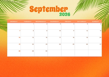 Free Warm Neutrals September 2026 Calendar Template to Edit Online