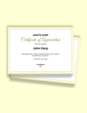 Thank You Certificate For Sponsorship Template