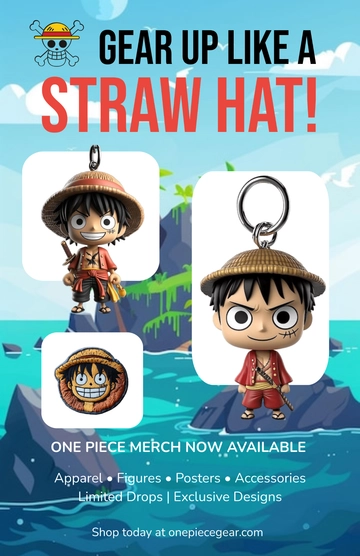 Free One Piece Merchandise Poster Template to Edit Online