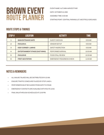 Brown Event Route Planner Template to Download