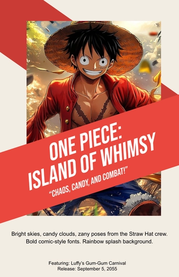 Free Colorful One Piece Cartoon Poster Template to Edit Online