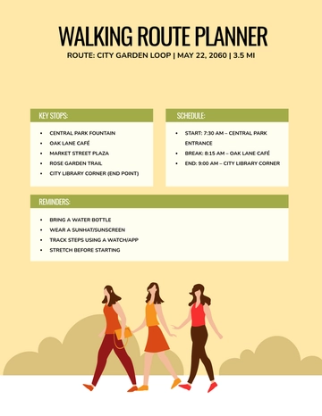 Free Walking Route Planner Template to Edit Online