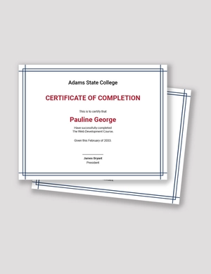 Blank Certificate of Completion Template