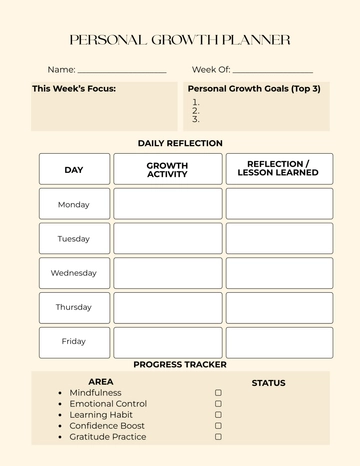 Free Personal Growth Planner Template to Edit Online