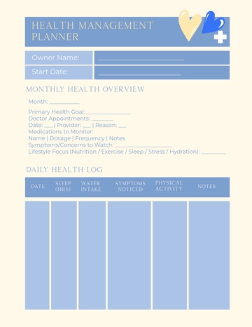 Free Health Management Planner Template to Edit Online