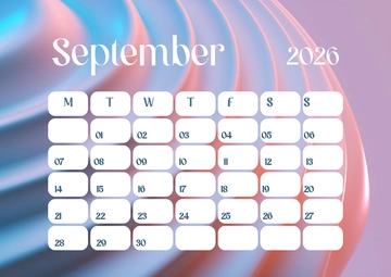Free 3D September 2026 Background Calendar Template to Edit Online