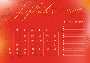 Free Red Vintage September 2026 Calendar Template to Edit Online