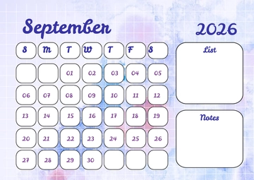 Free Watercolor September 2026 Calendar Template to Edit Online