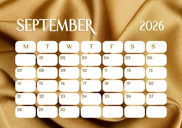 Free Gold Elegant September 2026 Calendar Template to Edit Online
