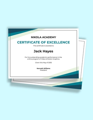 Online Academic Excellence Certificate template