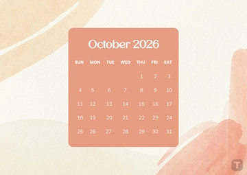 Organic Background October Calendar Template to Download