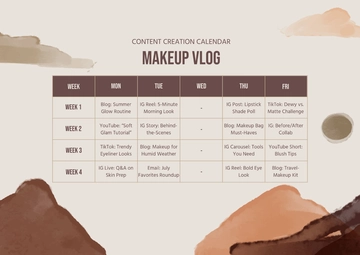 Free Content Creation Calendar Template to Edit Online