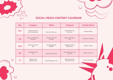Free Social Media Content Calendar Template to Edit Online