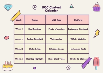 Free UGC Content Calendar Template to Edit Online