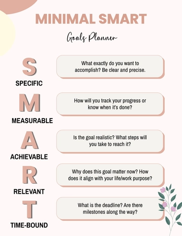 Free Minimalist SMART Goals Planner Template to Edit Online