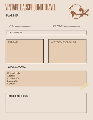 Free Vintage Background Travel Planner Template to Edit Online