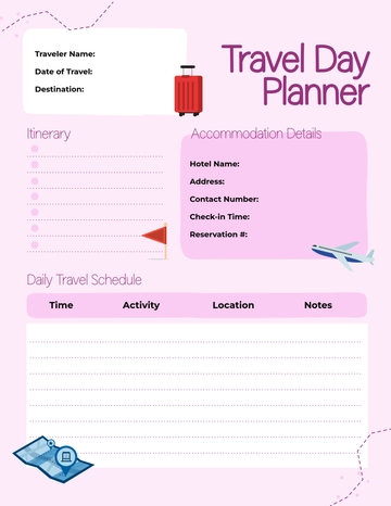 Free Travel Day Planner Template to Edit Online