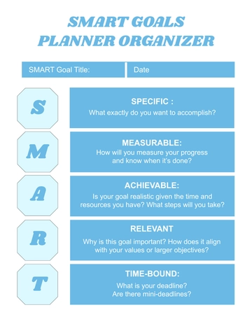 Free SMART Goals Planner Organizer Template to Edit Online