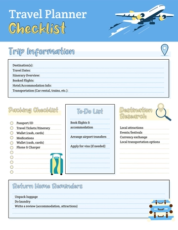 Free Travel Planner Checklist Template to Edit Online