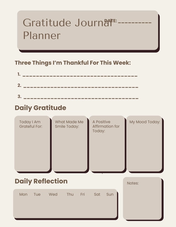 Free Gratitude Journal Planner Template to Edit Online