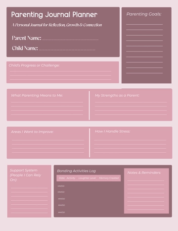 Free Parenting Journal Planner Template to Edit Online