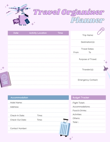 Free Travel Organizer Planner Template to Edit Online