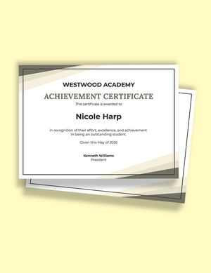 Academic Student Achievement Certificate Template