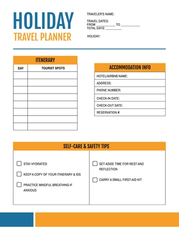 Free Holiday Travel Planner Template to Edit Online