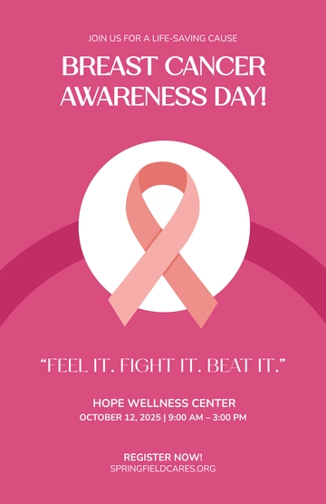 Free Simple Breast Cancer Awareness Event Poster Template to Edit Online