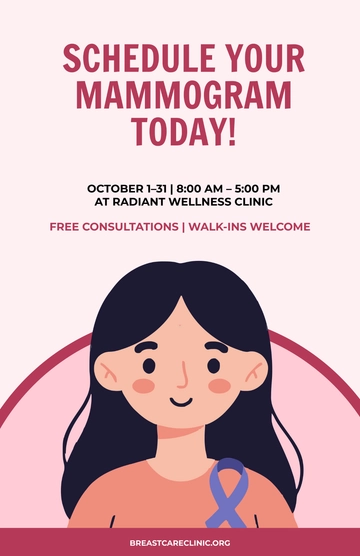 Free Breast Cancer Screening & Awareness Poster Template to Edit Online