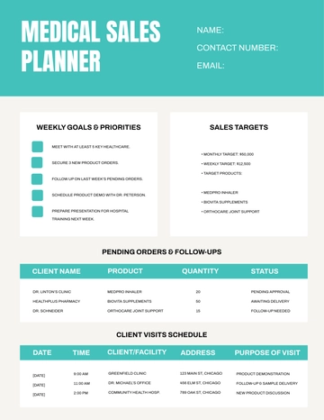 Free Medical Sales Planner Template to Edit Online