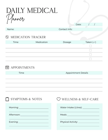 Free Daily Medical Planner Template to Edit Online