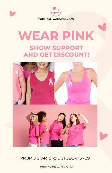 Free Professional Breast Cancer Awareness Clinic Poster Template to Edit Online