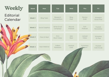 Free Weekly Editorial Calendar Template to Edit Online
