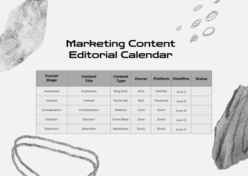 Free Marketing Content Editorial Calendar Template to Edit Online