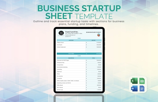 Business Startup Sheet Template