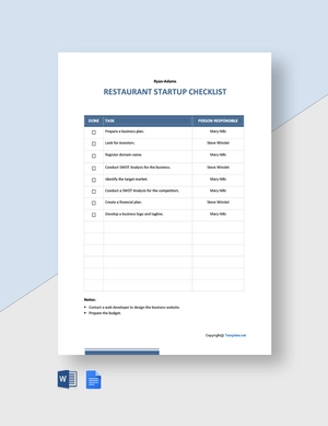 Startup Checklist Template