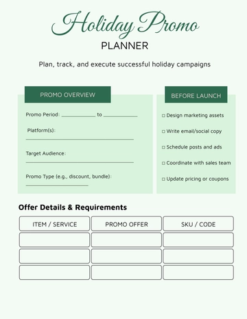 Free Holiday Planner Template to Edit Online
