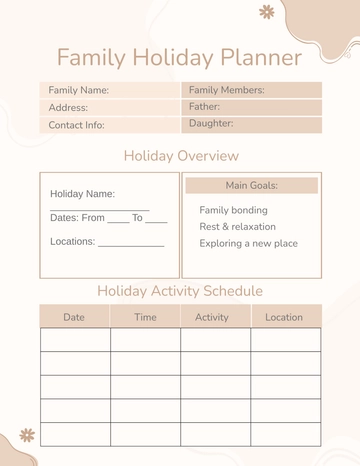 Free Family Holiday Planner Template to Edit Online