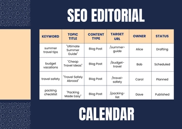 SEO Editorial Calendar Template to Download
